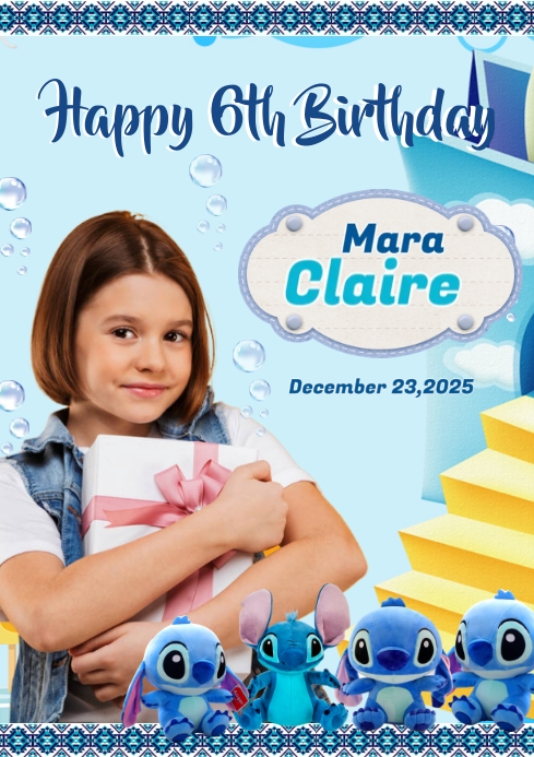 Lilo & Stitch Birthday A4 template