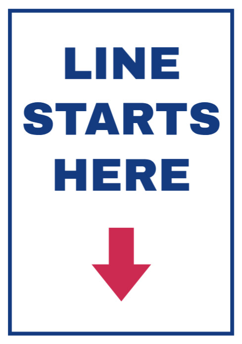 Line Starts Here Sign Template Editable Printable Queue Direction Customer Service Poster A4