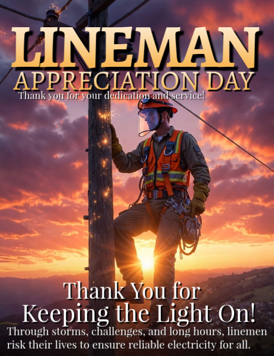 Lineman Appreciation Day flyer template | PosterMyWall
