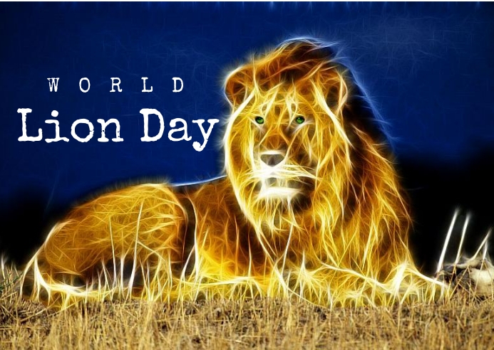 Lion day Postcard template