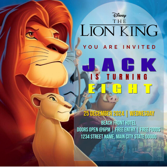 Lion King Birthday Instagram Post template