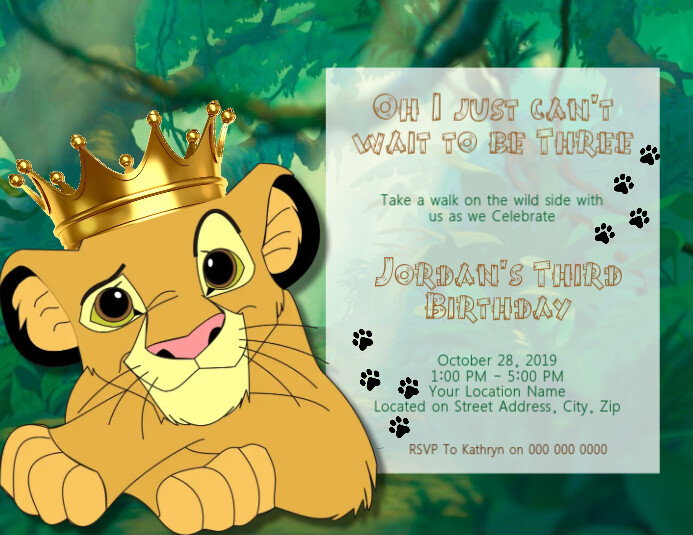 Lion King Kids Birthday Invitation Template PosterMyWall