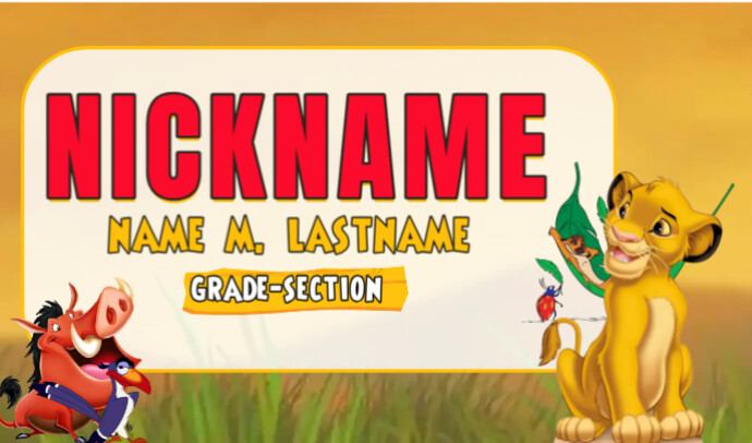 lion-king-name-tag-template-postermywall for Free Printable Lion King Ticket Template Lion King Name Tag Template | PosterMyWall for Free Printable Lion King Ticket Template