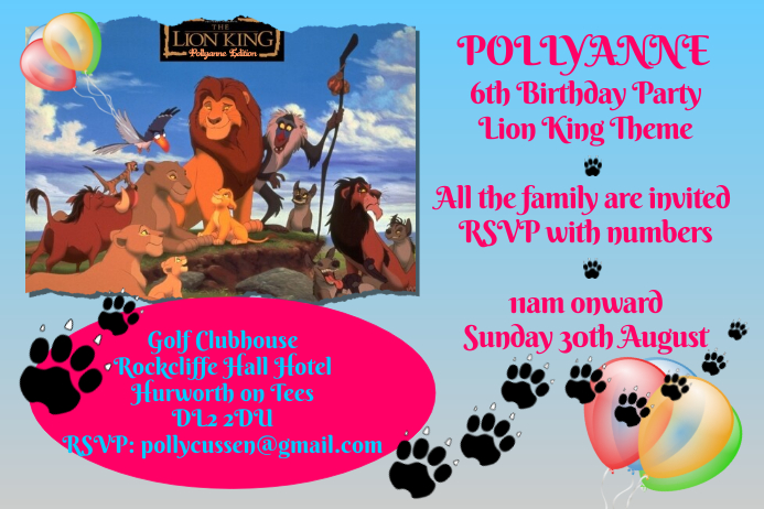 Lion King Party Invitation Template Postermywall