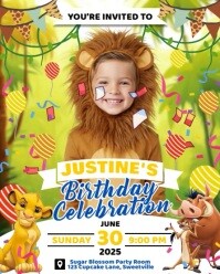 lion king theme birthday invitation for kids Instagram Portrait template