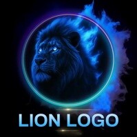 LION LOGO DESIGN TEMPLATE Blue fire โลโก้