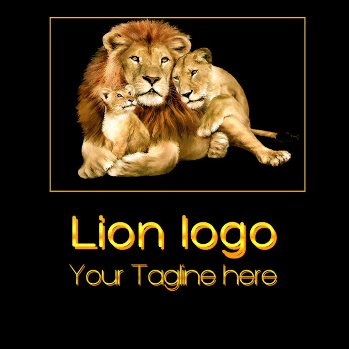 Lion logo golen color template