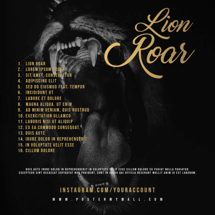 Copie de Lion Roar Mixtape CD Cover Back Template PosterMyWall