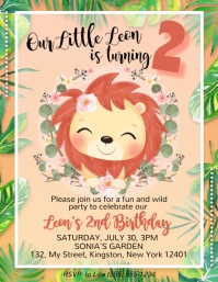 Lion Theme Birthday Boy Invitation Poster Template | PosterMyWall