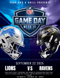 Paars NFL Game Day Promotion Volantino Template