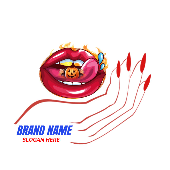 lips logo, trippy logo,fasion logo, nail logo template