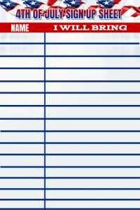 List-based 4th Of July Sign Up Sheet Design P template