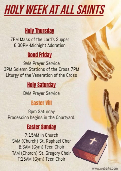 List-based All Saints Holy Week Schedule A4 Template | PosterMyWall
