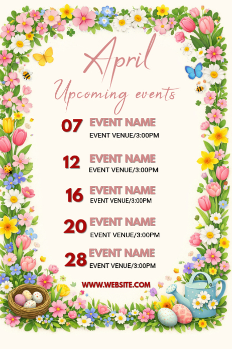White April Events Posters Template | PosterMyWall