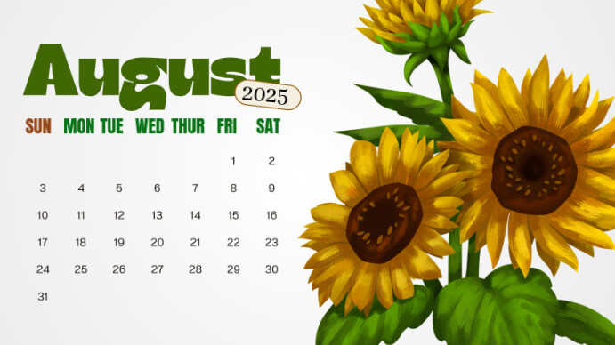 List-based August Month Calendar And Events Online Design Flyer/template  Youtube Thumbnail