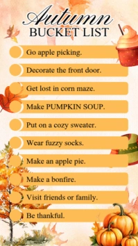 List-based Autumn Bucket List Template Digital Display (9:16)