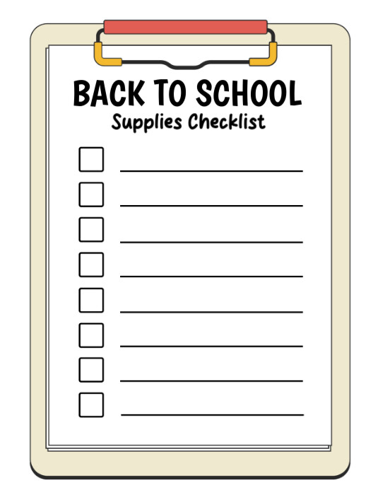List-based Back To School Supply Checklist Flyer (us Letter) Pamflet (VSA Brief) template