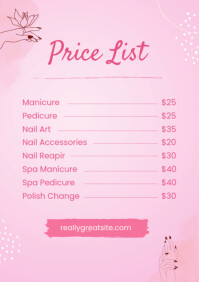 List-based Beauty Saloon Price List A2 template