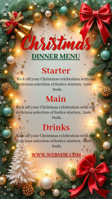 List-based Christmas Dinner Menu Instagram Story Template | PosterMyWall