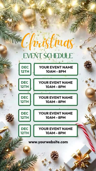 List-based Christmas Events Schedule Template Instagram Reel