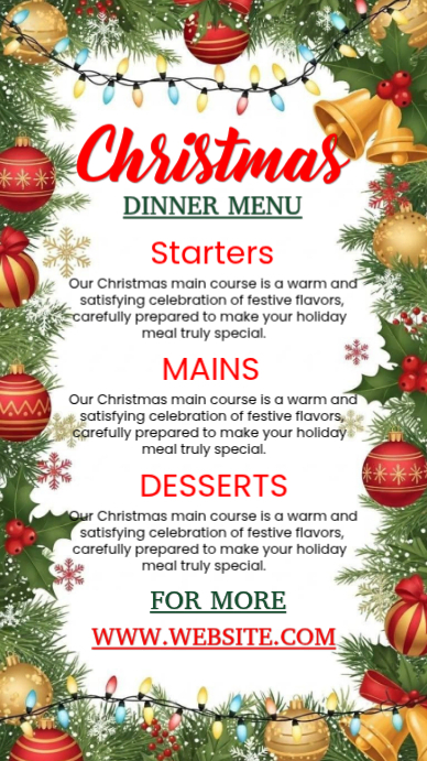 List-based Christmas Menu Poster Template Instagram Story | PosterMyWall