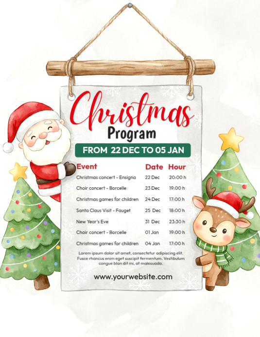 List-based Christmas Program Schedule Flyer (us Letter) Template ...