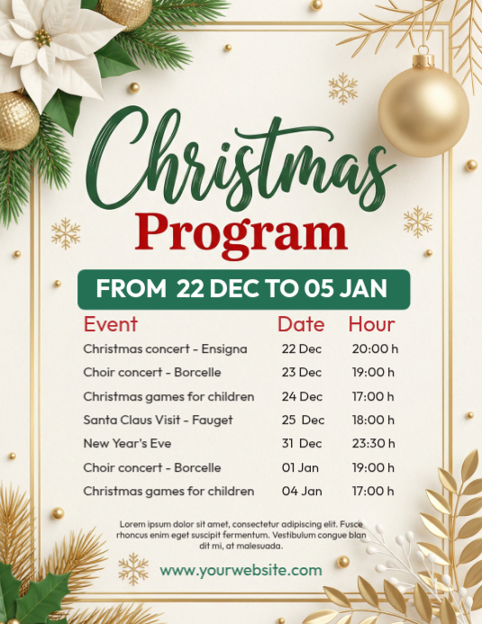 List-based Christmas Program Schedule Flyer (us Letter) template