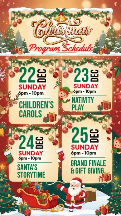 Post Christmas Program Christmas Program Schedule Template | PosterMyWall