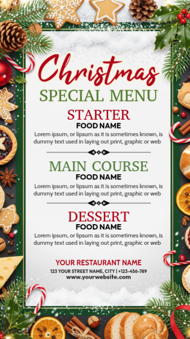 List-based Christmas Special Menu Instagram Story Template | PosterMyWall