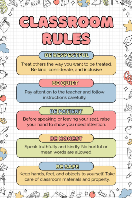List-based Classroom Rules  Poster template