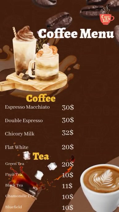 List-based Coffee Menu Instagram Reel template