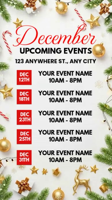 List-based December Events Schedule Template Instagram Story