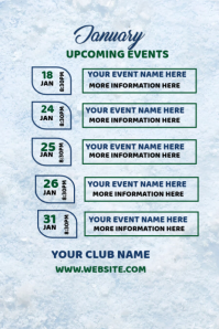 List-based January Upcoming Events Gráfico de Pinterest template