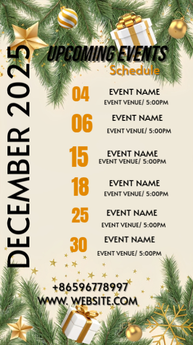 List-based December Upcoming Events Instagram Story Template | PosterMyWall