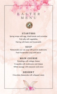 List-based Easter Sunday Menu Card Us Legal template