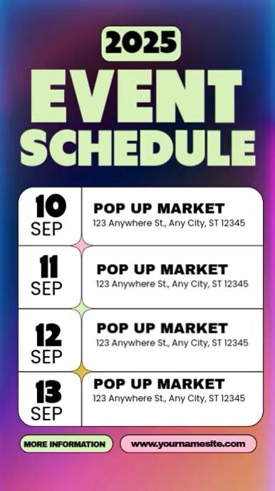 List Based Event Schedule Instagram Reel template