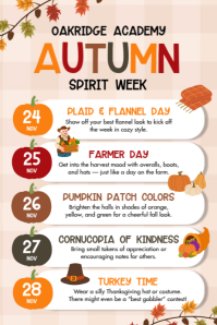 List-based Fall Spirit Week Poster template