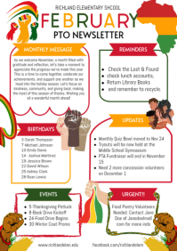 List-based February Pto Classroom Newsletter A4 template