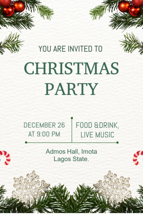List-based Flowered Background Christmas Party Poster Poster template