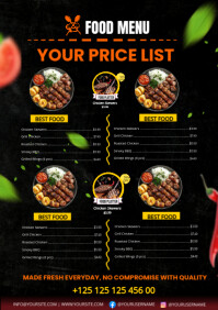 List-based Food Menu A4 template