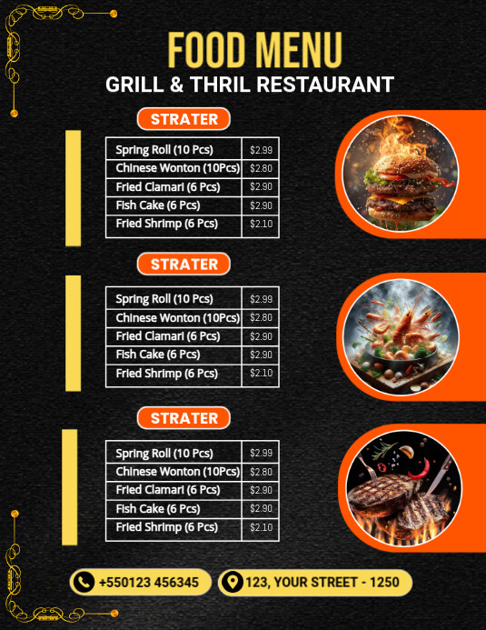 List-based Food Menu Flyer (us Letter) template