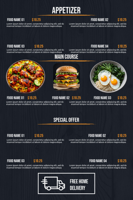 List-based Food Menu Poster Template | PosterMyWall