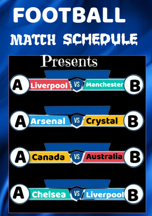List-based Football Match Schedule Poster  A4 template