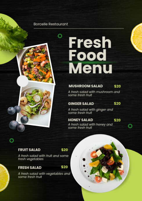 Plantilla de List-based Fresh Food Menu A4 | PosterMyWall