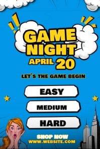 Синий Game Night Poster Template