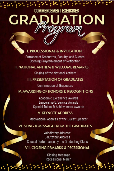 Copy of List-based Graduation Program Event Schedule Poster | PosterMyWall