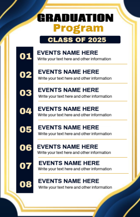 Programs Names List Design Random Graduation Program Tabloid Template | PosterMyWall