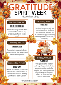 List-based Gratitude Spirit Week A6 template