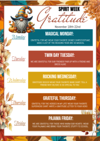List-based Gratitude Spirit Week A6 template