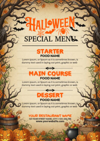 Jaune Halloween Menu A4 Template